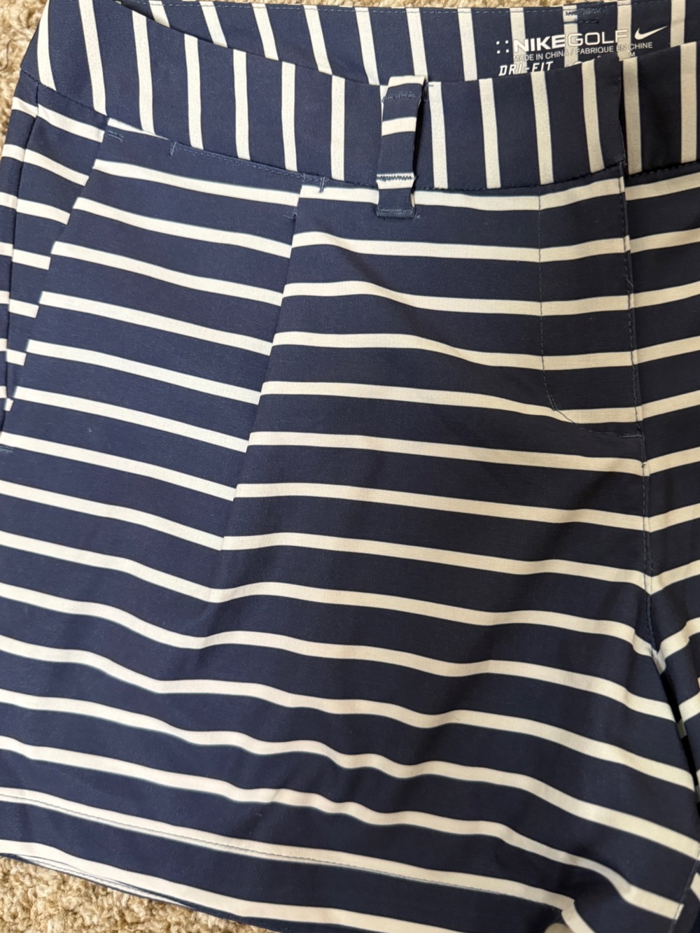 Nike size 8 Navy and White Striped Athletic Shorts - Picture 3 of 6